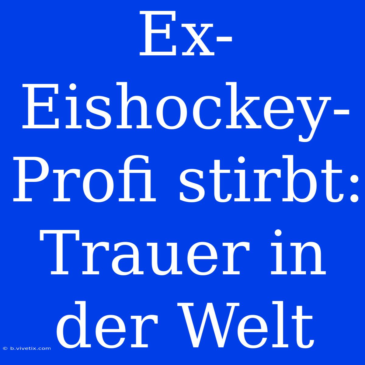 Ex-Eishockey-Profi Stirbt: Trauer In Der Welt