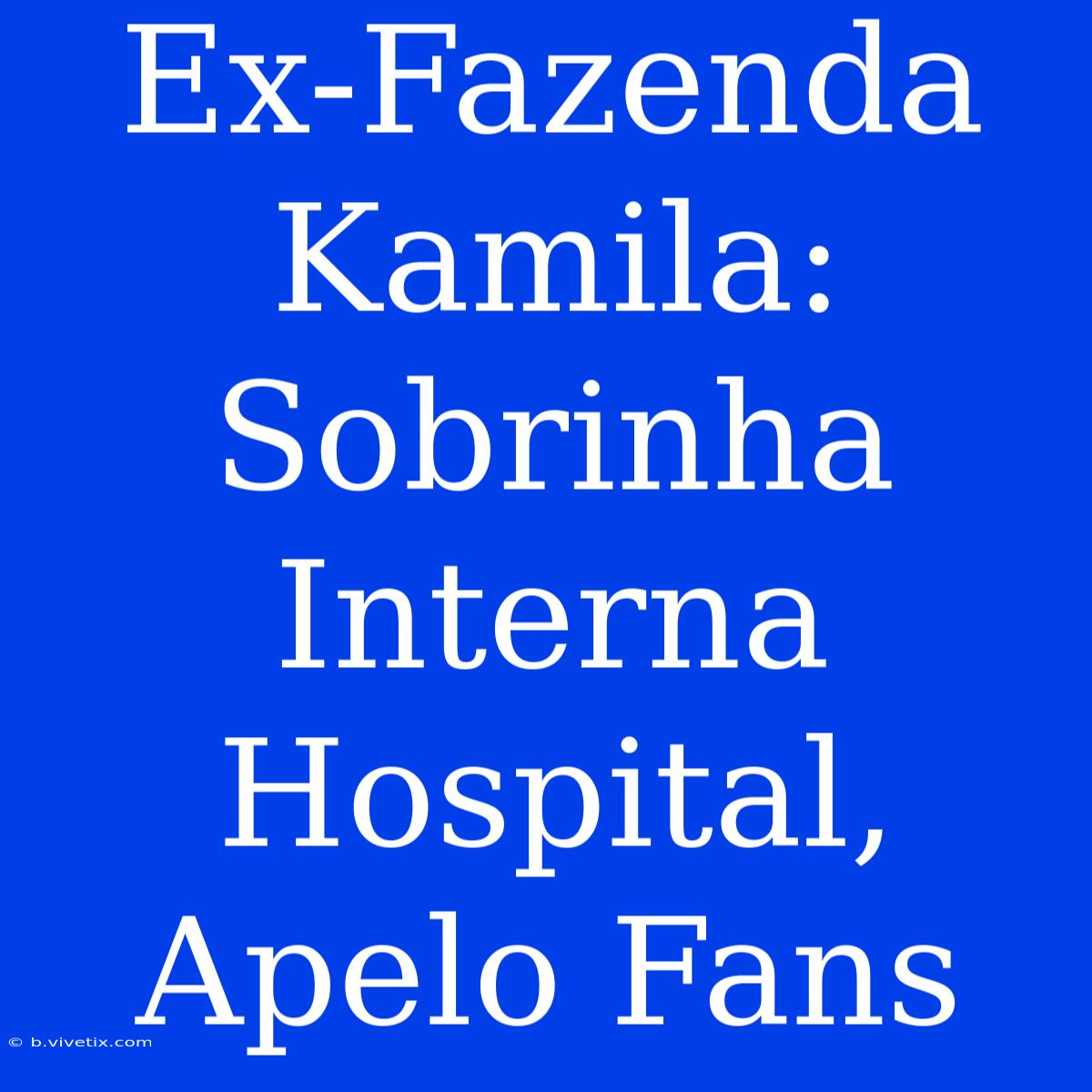 Ex-Fazenda Kamila: Sobrinha Interna Hospital, Apelo Fans