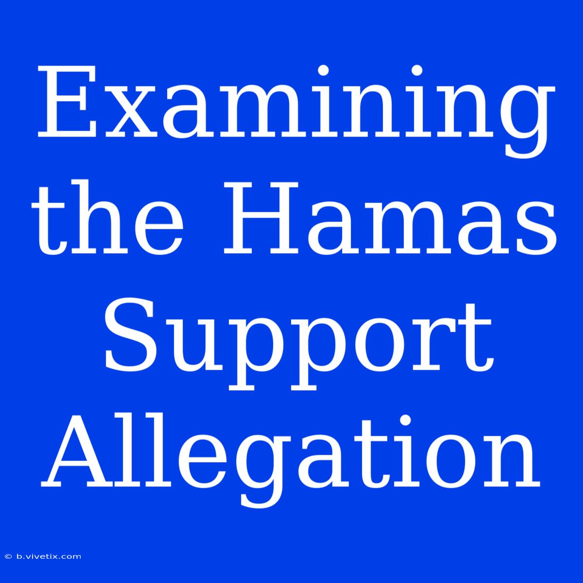 Examining The Hamas Support Allegation