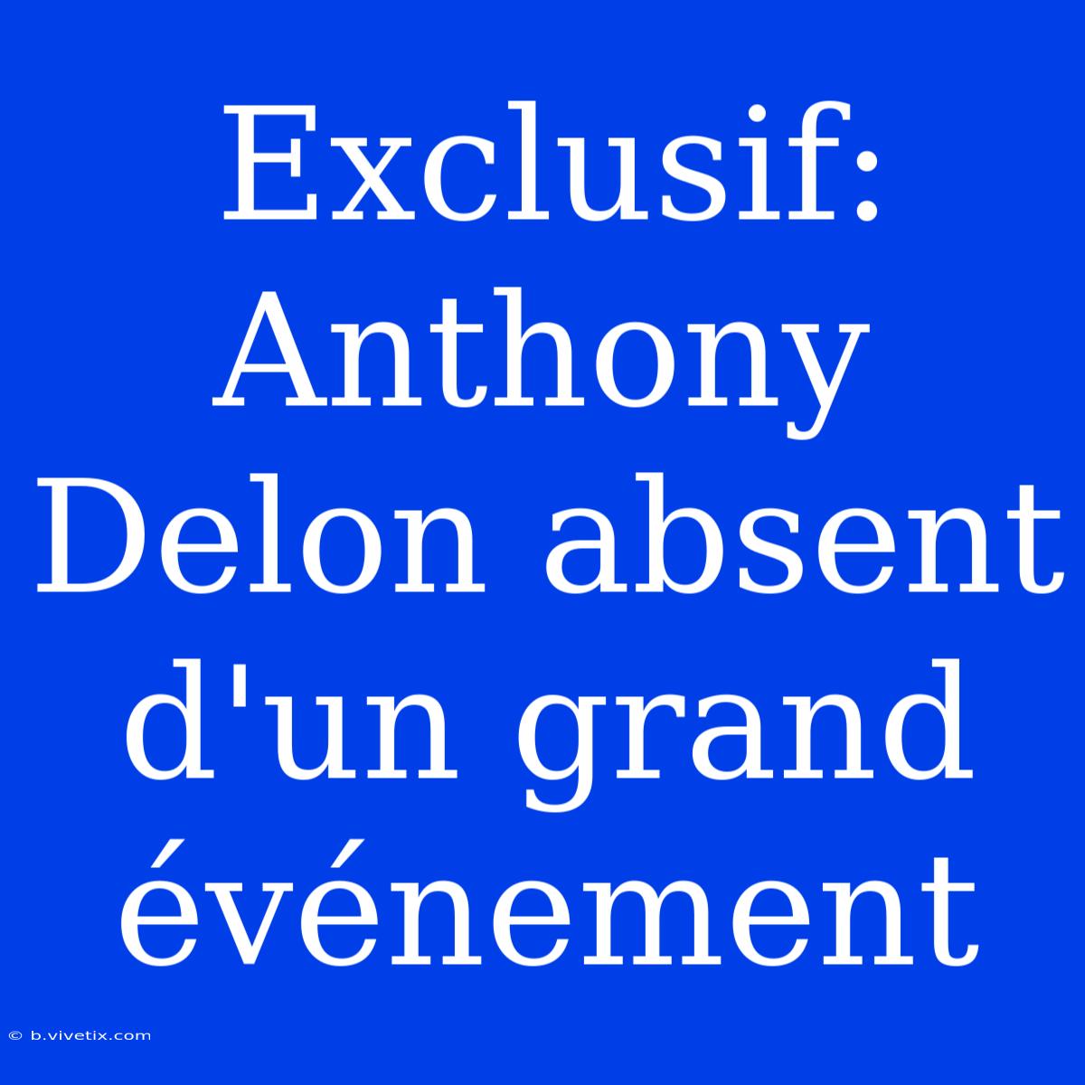 Exclusif: Anthony Delon Absent D'un Grand Événement