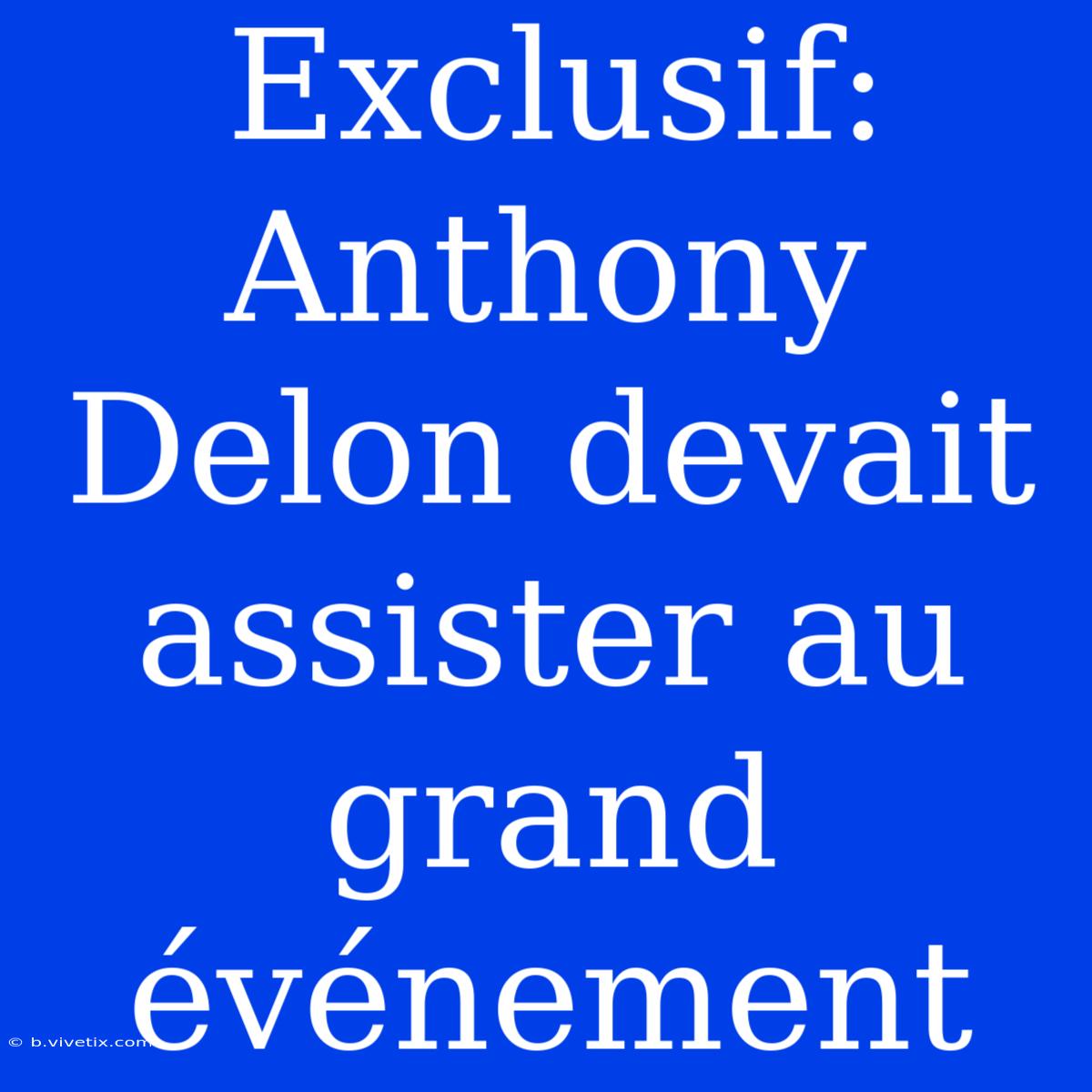 Exclusif: Anthony Delon Devait Assister Au Grand Événement