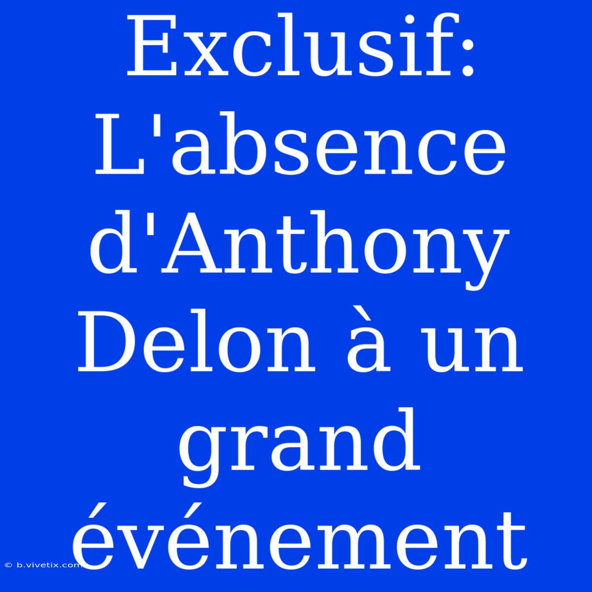 Exclusif: L'absence D'Anthony Delon À Un Grand Événement