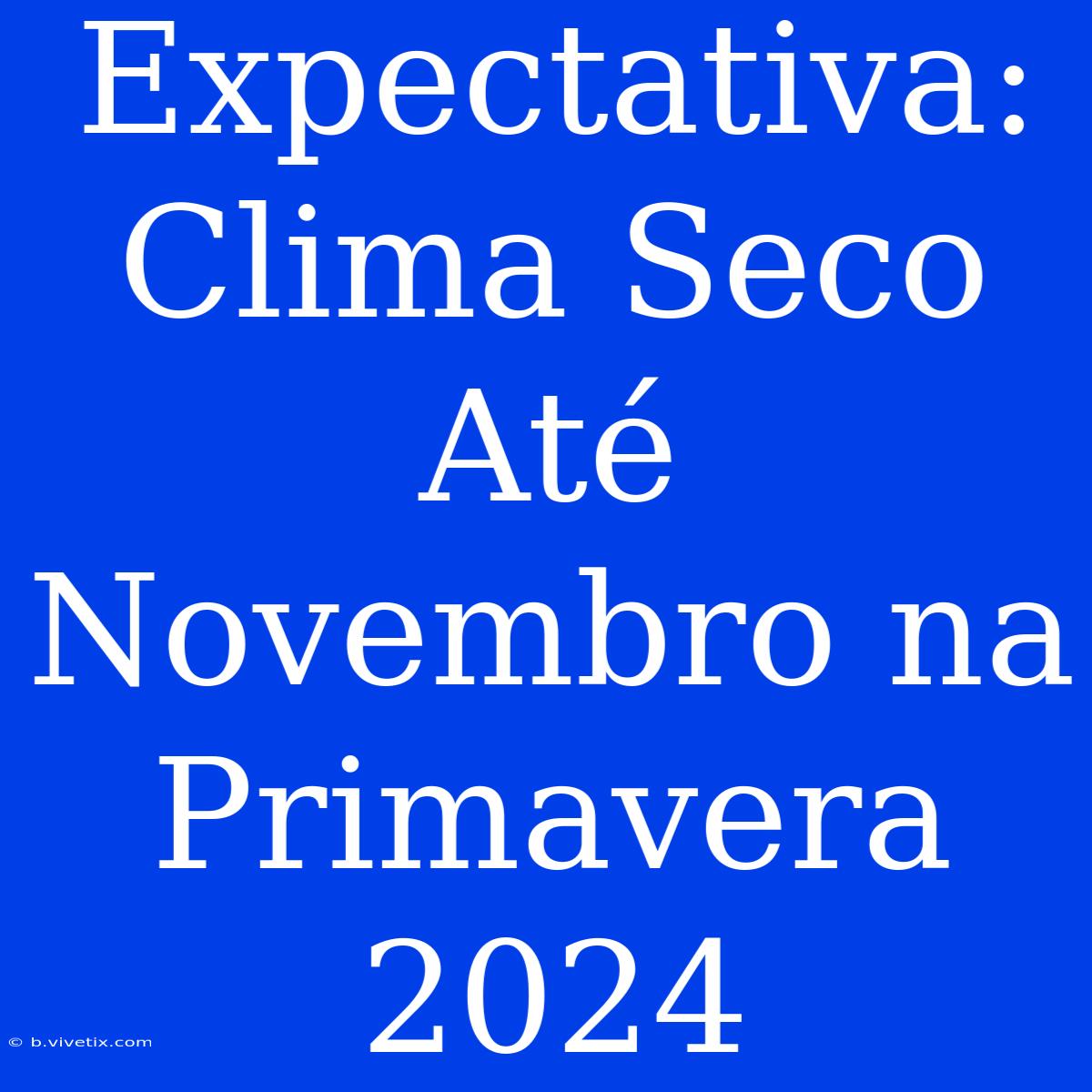 Expectativa: Clima Seco Até Novembro Na Primavera 2024