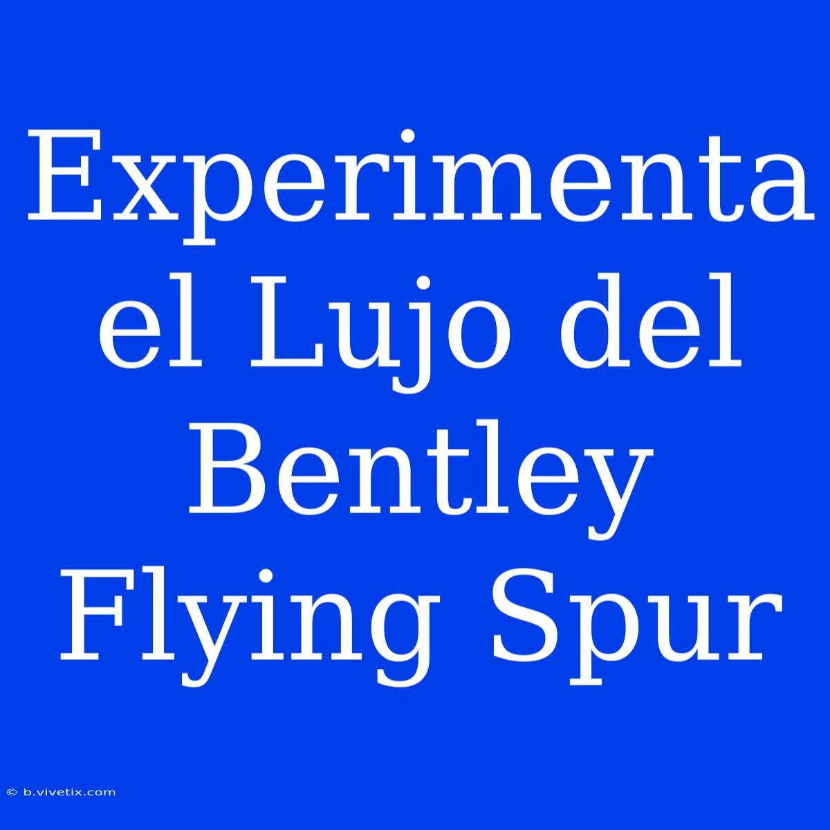 Experimenta El Lujo Del Bentley Flying Spur