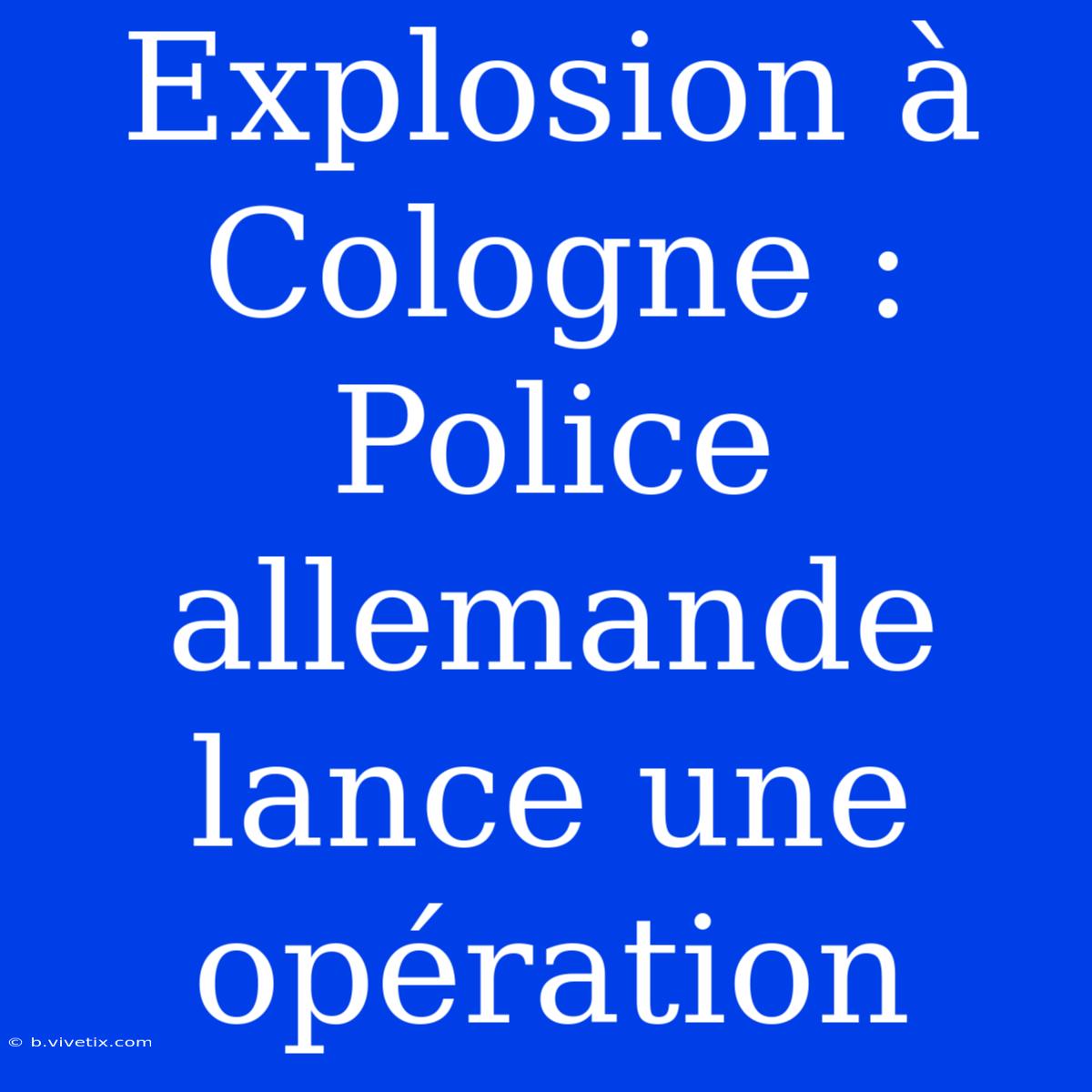 Explosion À Cologne : Police Allemande Lance Une Opération