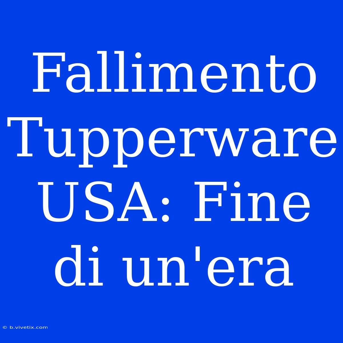 Fallimento Tupperware USA: Fine Di Un'era 