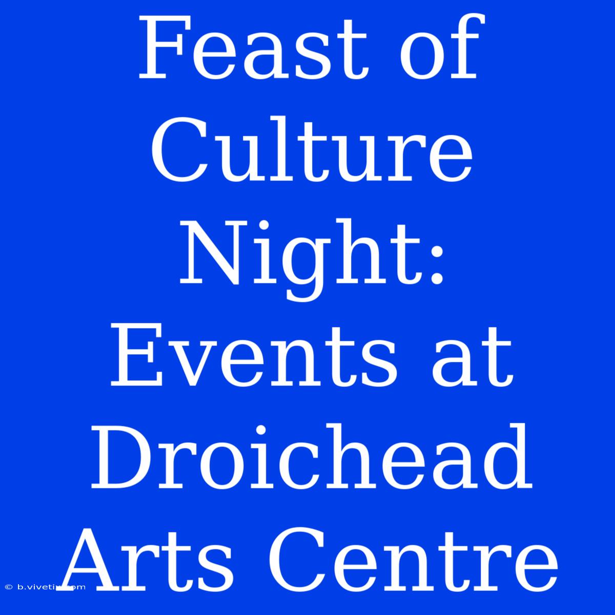 Feast Of Culture Night: Events At Droichead Arts Centre