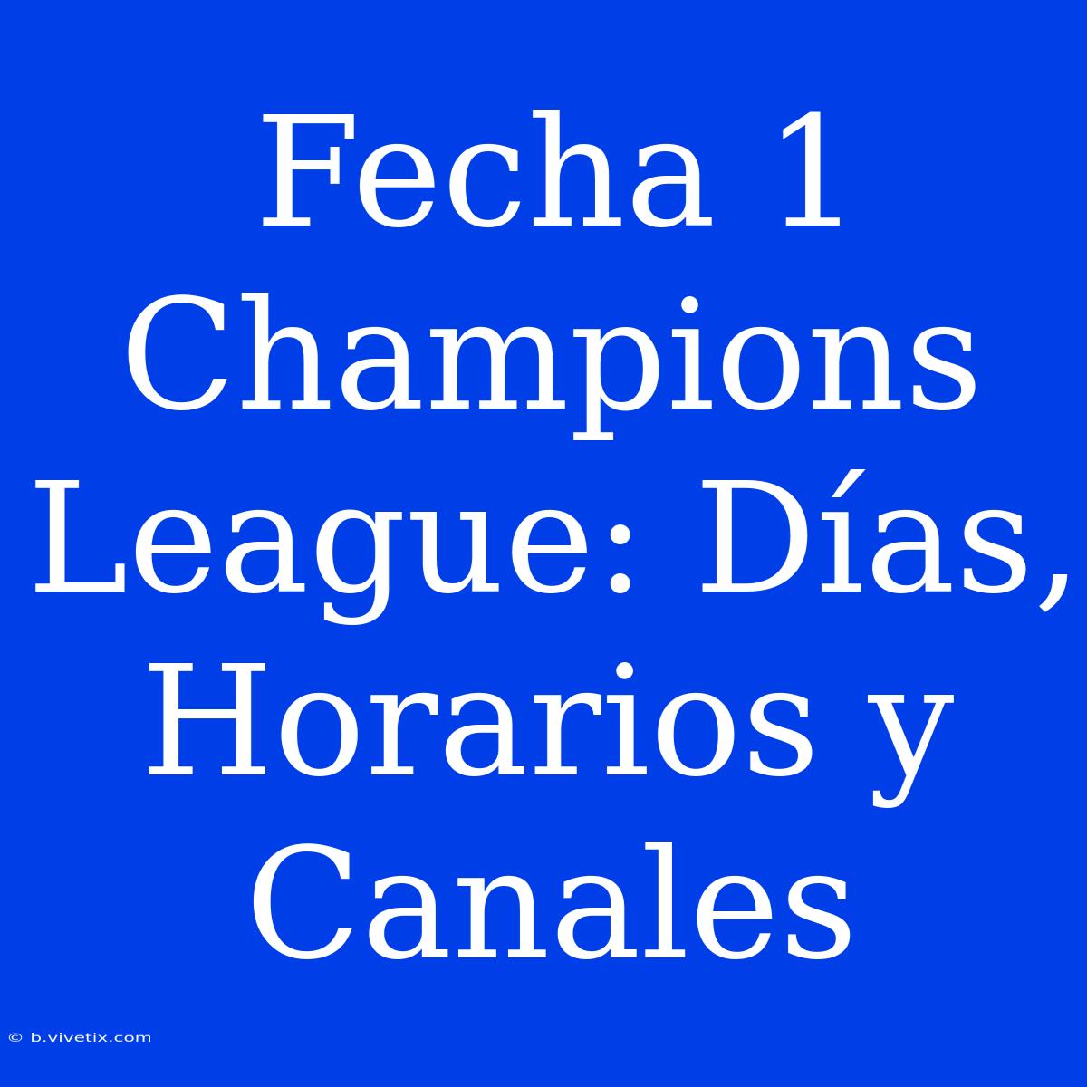 Fecha 1 Champions League: Días, Horarios Y Canales