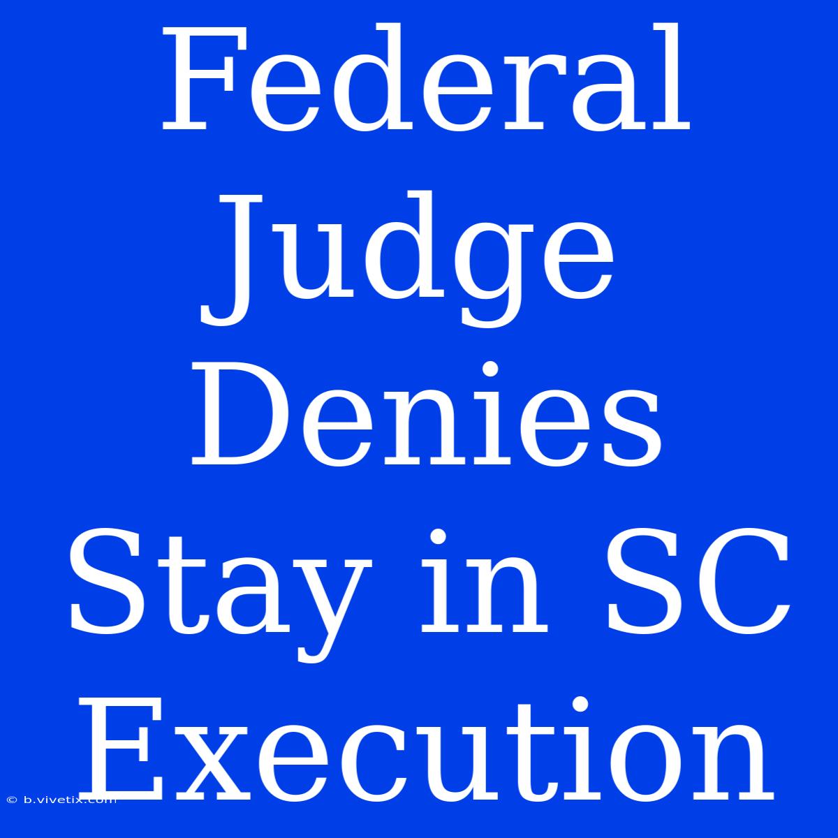 Federal Judge Denies Stay In SC Execution