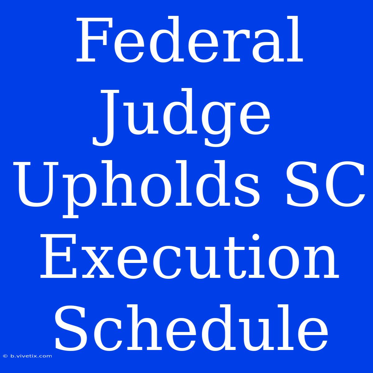 Federal Judge Upholds SC Execution Schedule 