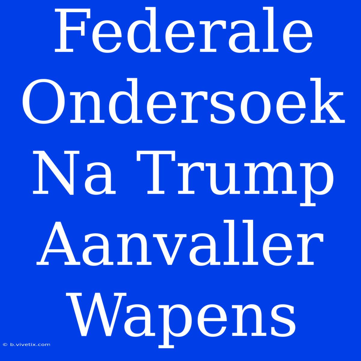 Federale Ondersoek Na Trump Aanvaller Wapens