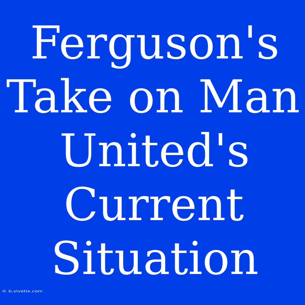 Ferguson's Take On Man United's Current Situation 