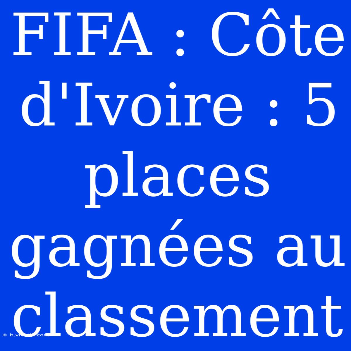 FIFA : Côte D'Ivoire : 5 Places Gagnées Au Classement 