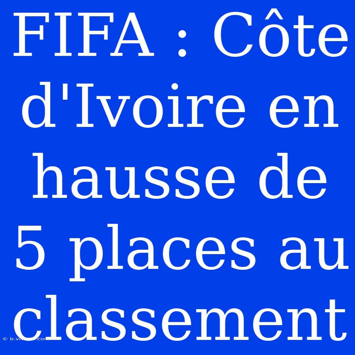 FIFA : Côte D'Ivoire En Hausse De 5 Places Au Classement