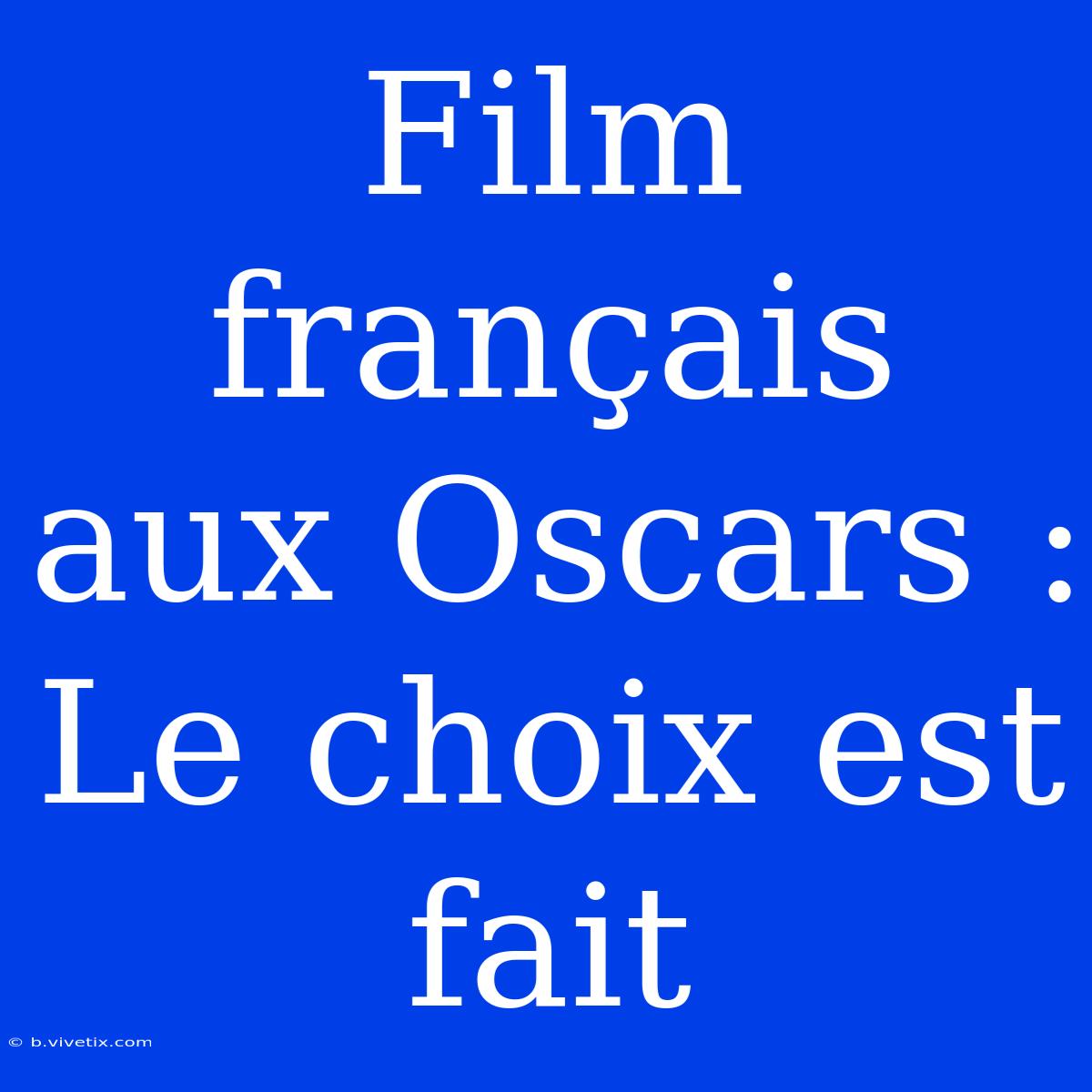 Film Français Aux Oscars : Le Choix Est Fait