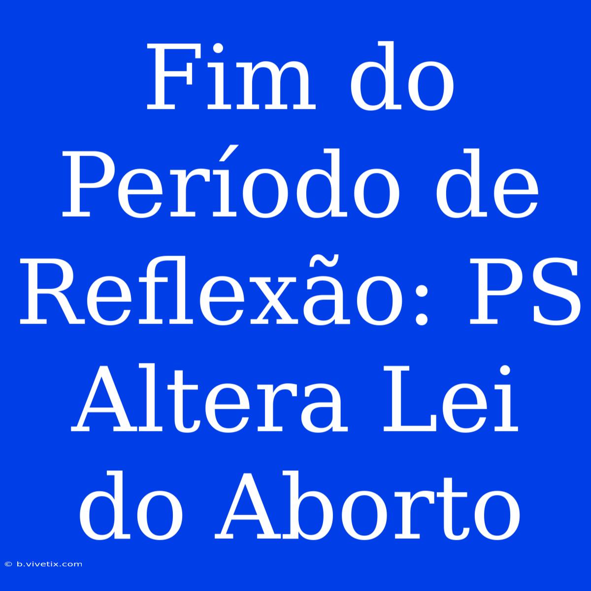 Fim Do Período De Reflexão: PS Altera Lei Do Aborto