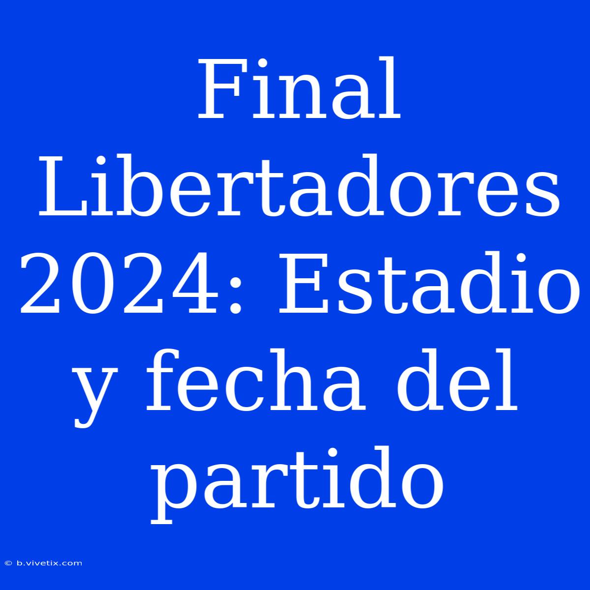 Final Libertadores 2024: Estadio Y Fecha Del Partido