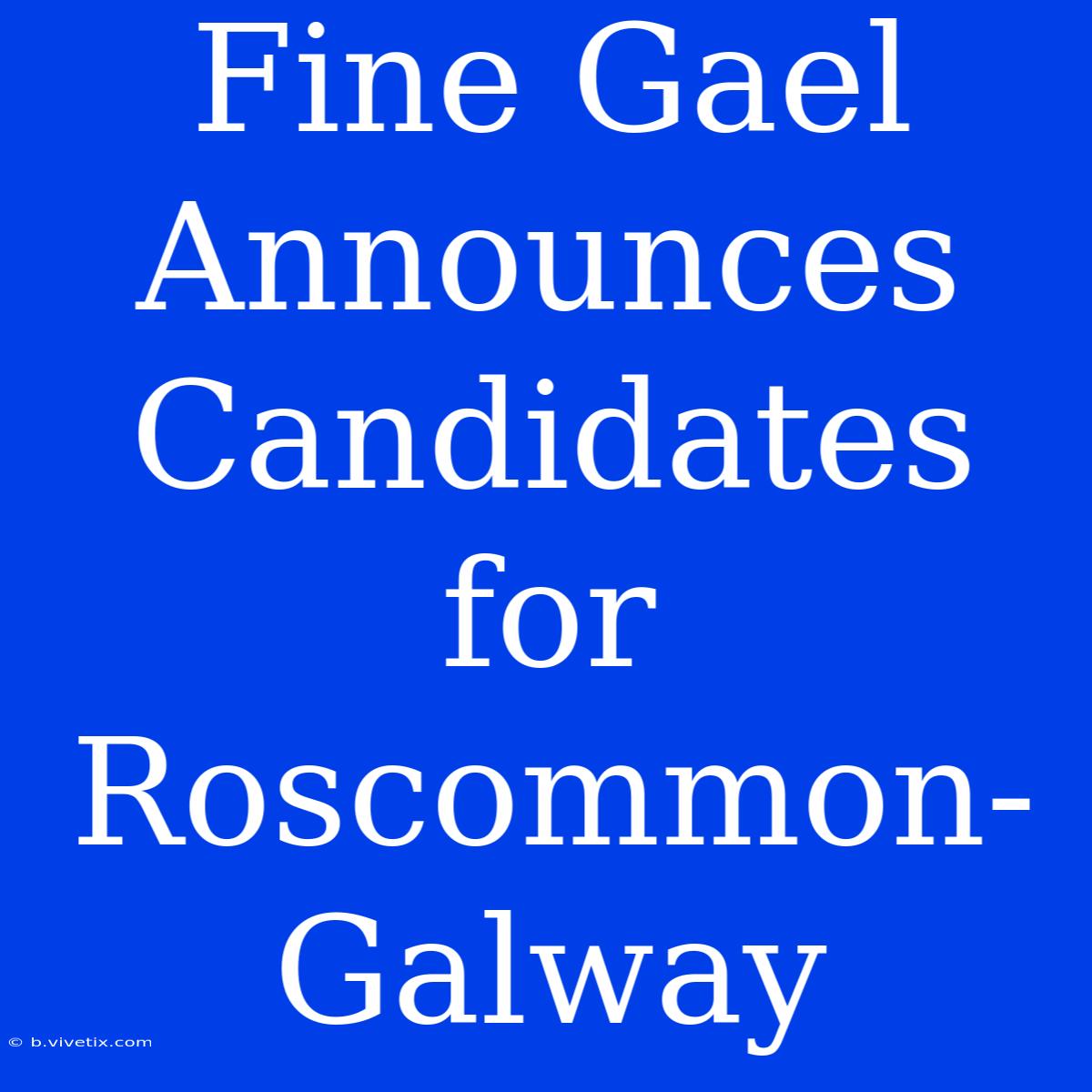 Fine Gael Announces Candidates For Roscommon-Galway