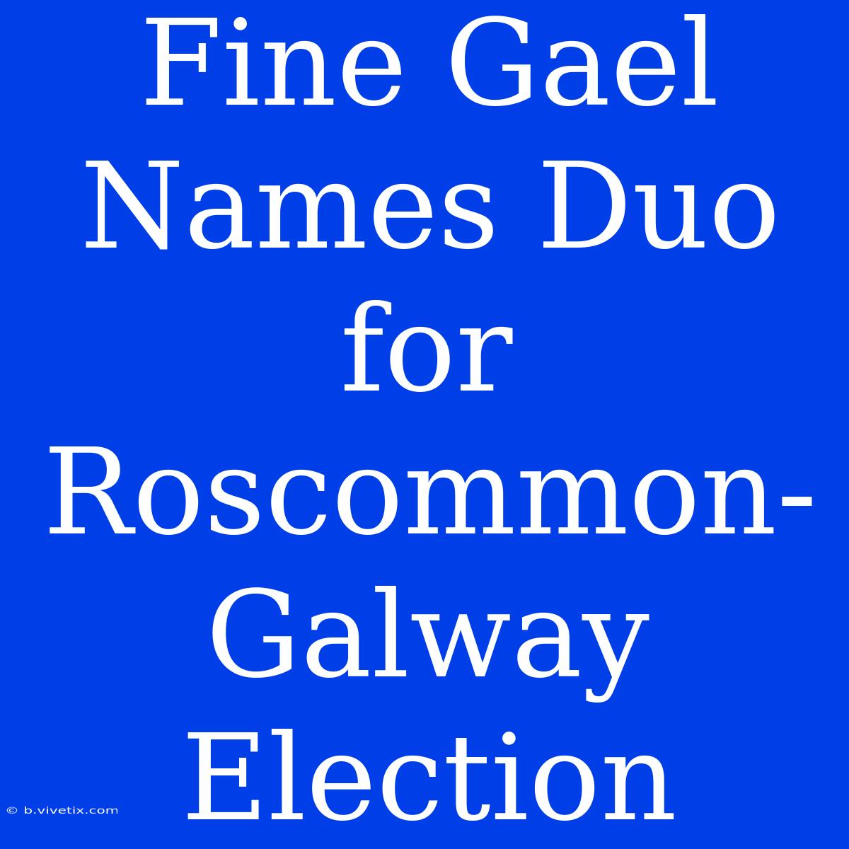 Fine Gael Names Duo For Roscommon-Galway Election 