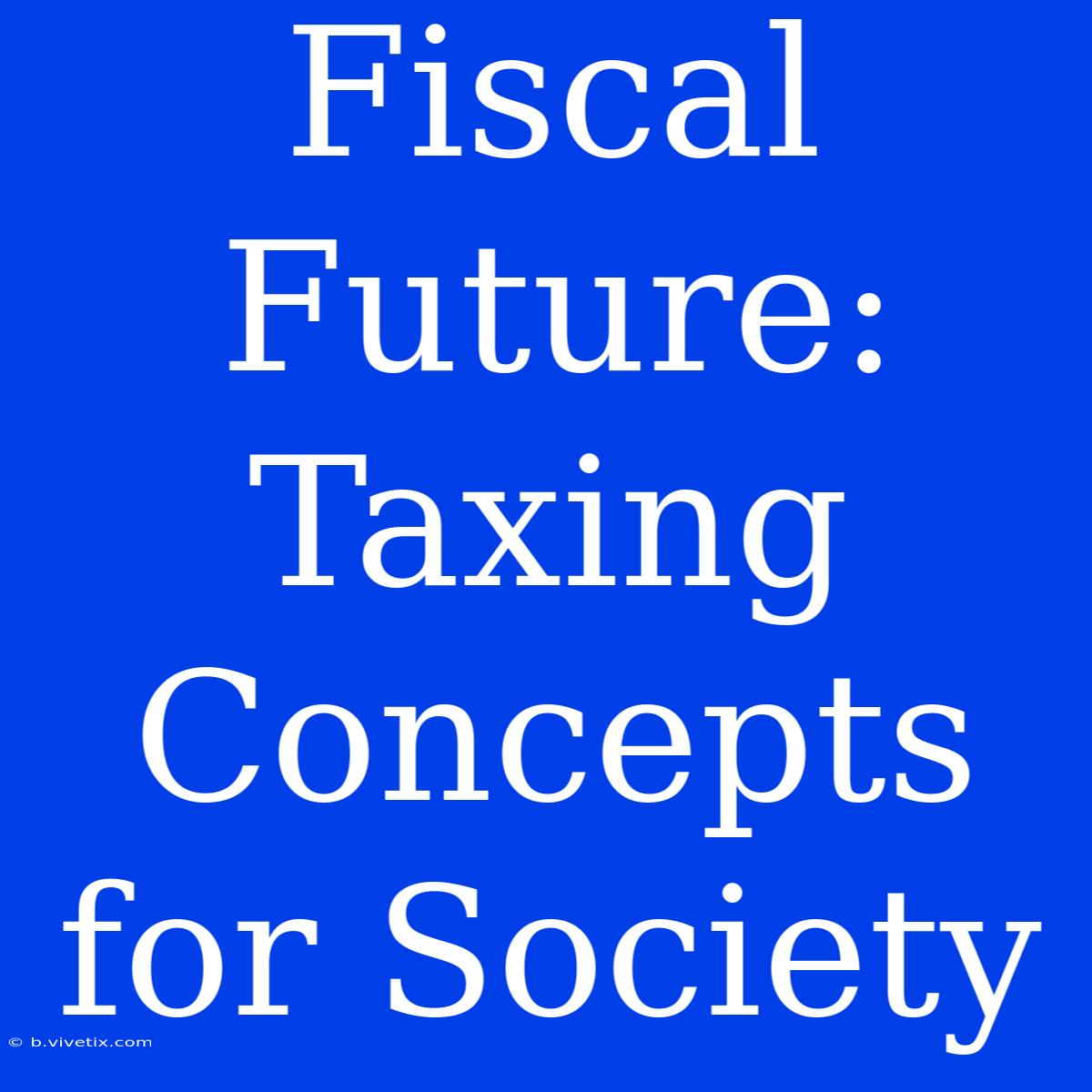 Fiscal Future: Taxing Concepts For Society