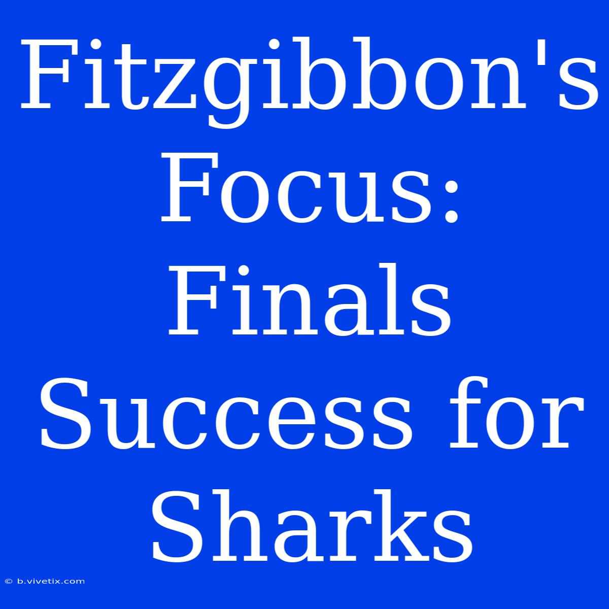 Fitzgibbon's Focus: Finals Success For Sharks 