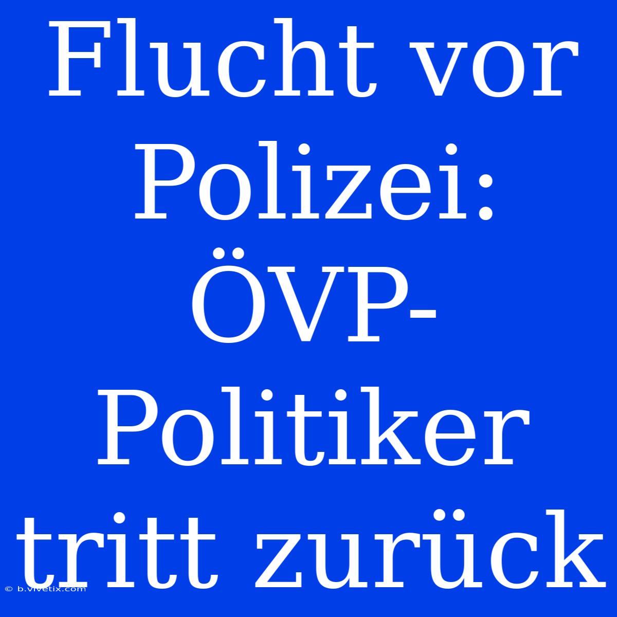 Flucht Vor Polizei: ÖVP-Politiker Tritt Zurück