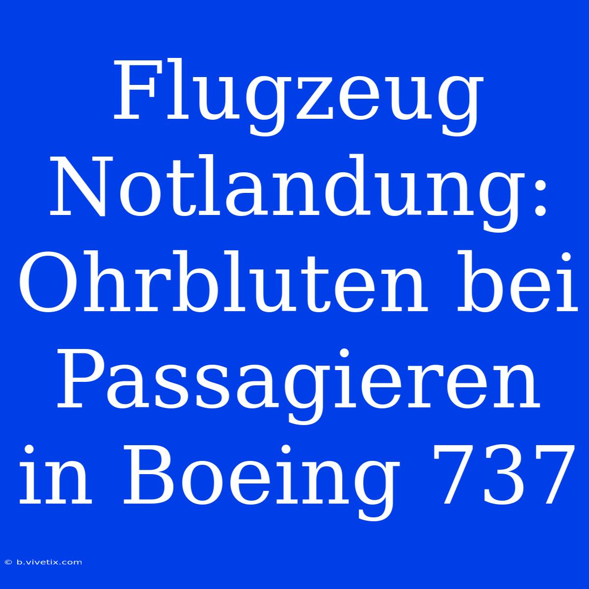 Flugzeug Notlandung: Ohrbluten Bei Passagieren In Boeing 737