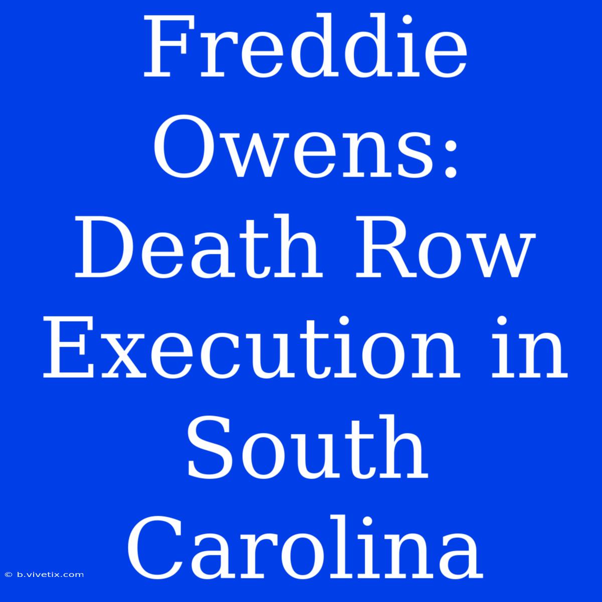 Freddie Owens: Death Row Execution In South Carolina