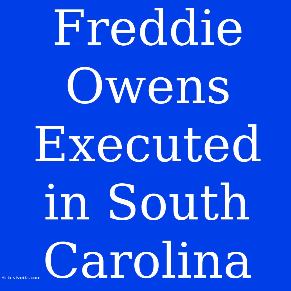 Freddie Owens Executed In South Carolina