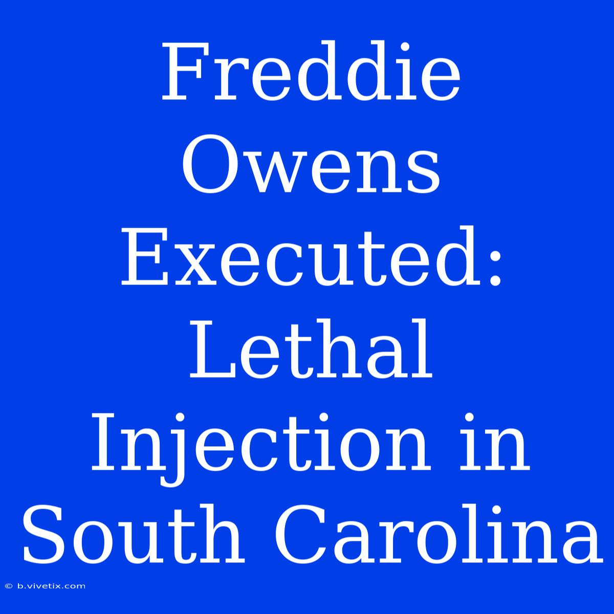 Freddie Owens Executed: Lethal Injection In South Carolina