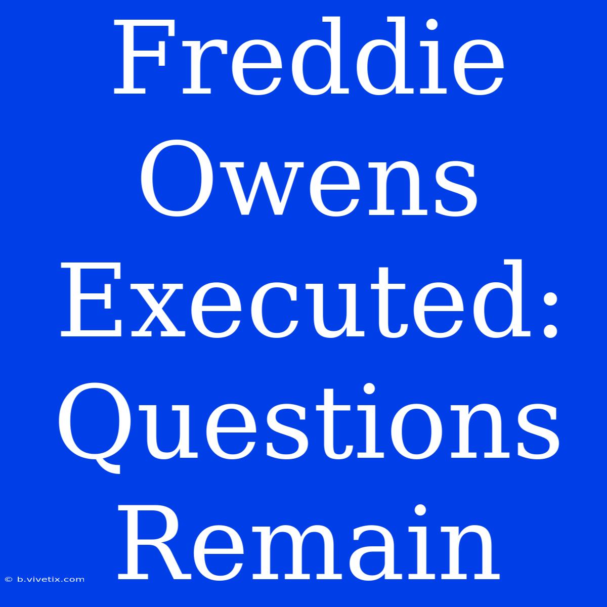 Freddie Owens Executed: Questions Remain