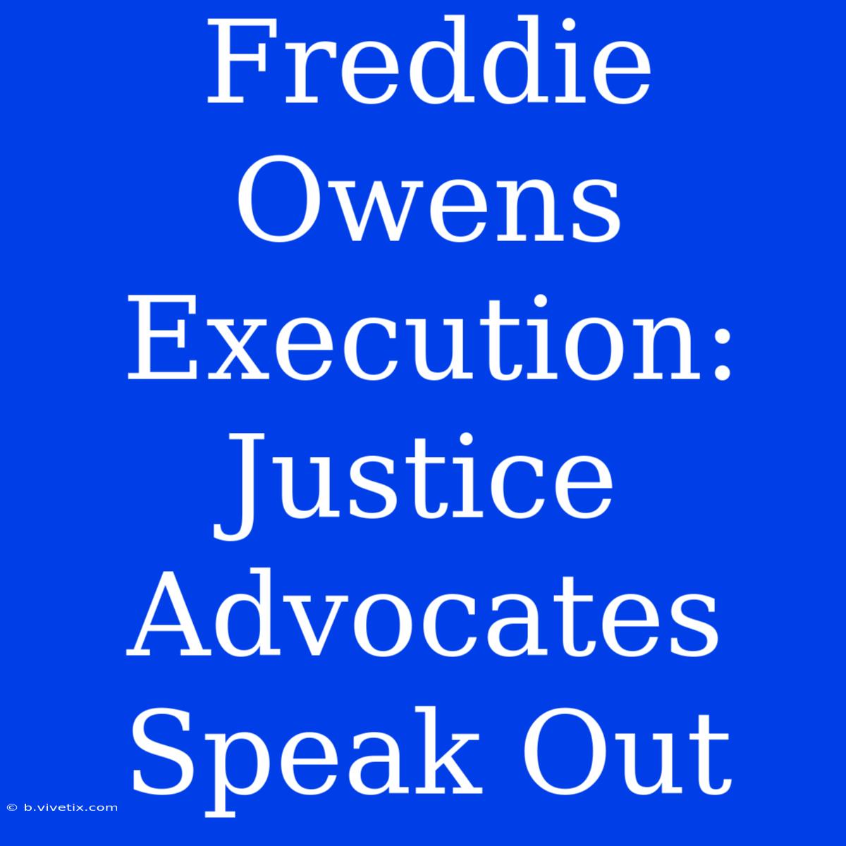 Freddie Owens Execution: Justice Advocates Speak Out