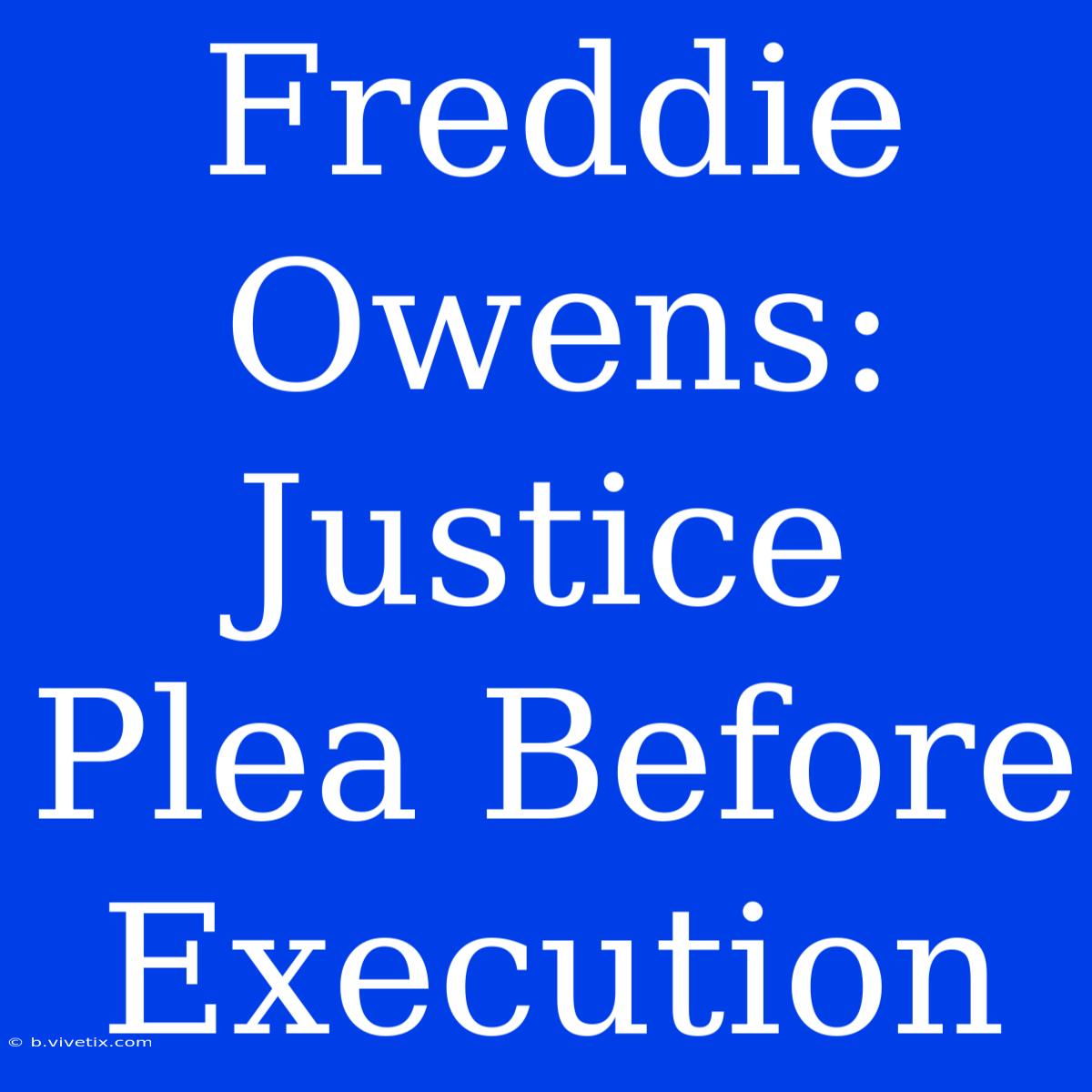 Freddie Owens: Justice Plea Before Execution