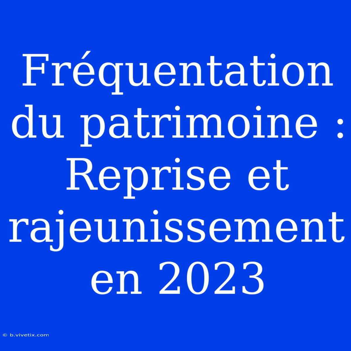 Fréquentation Du Patrimoine : Reprise Et Rajeunissement En 2023