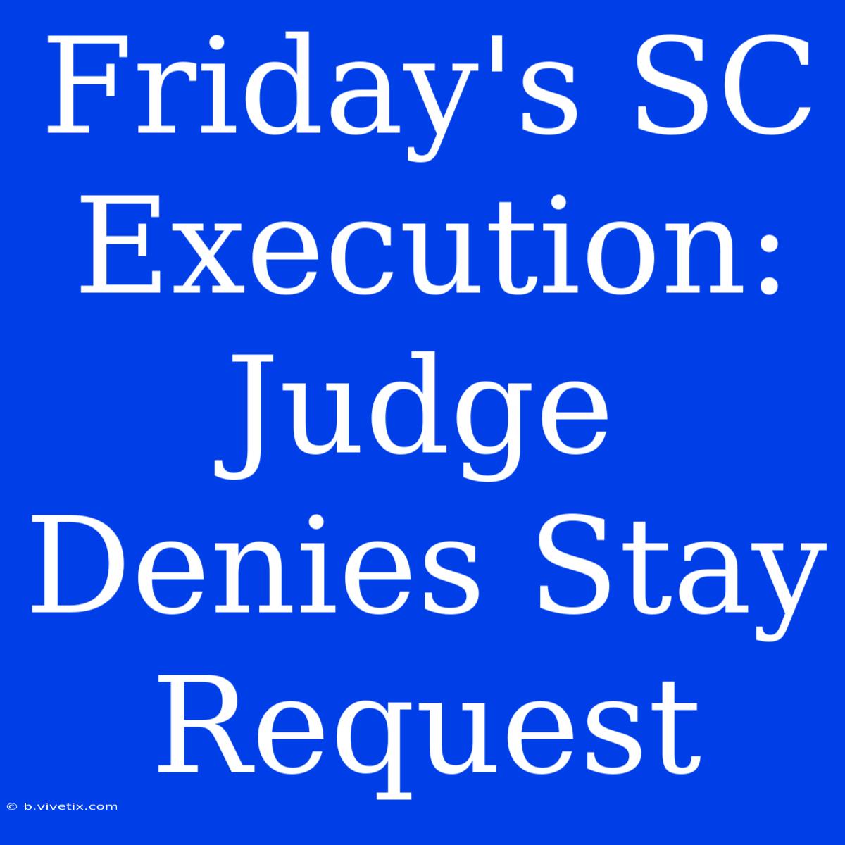 Friday's SC Execution: Judge Denies Stay Request