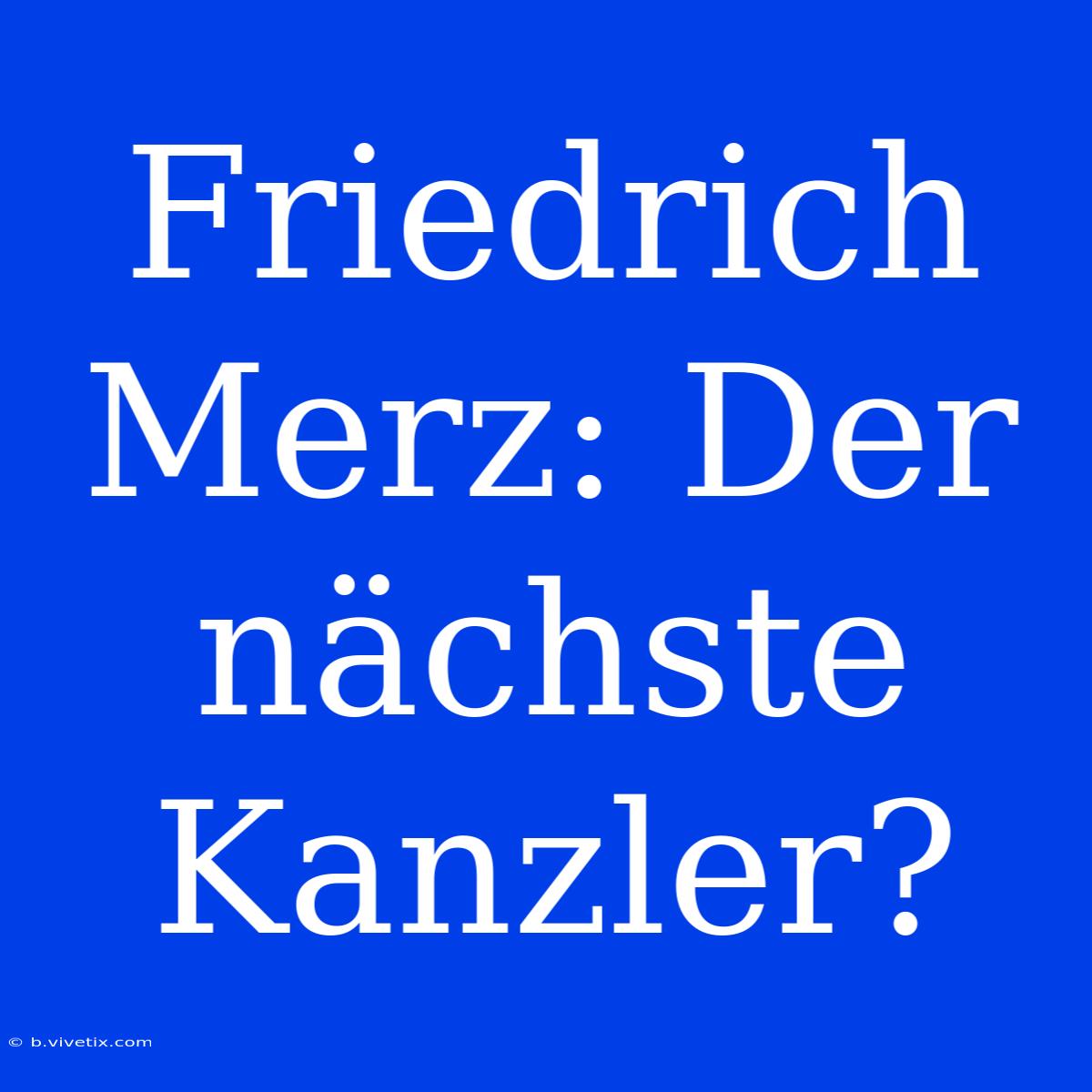 Friedrich Merz: Der Nächste Kanzler?