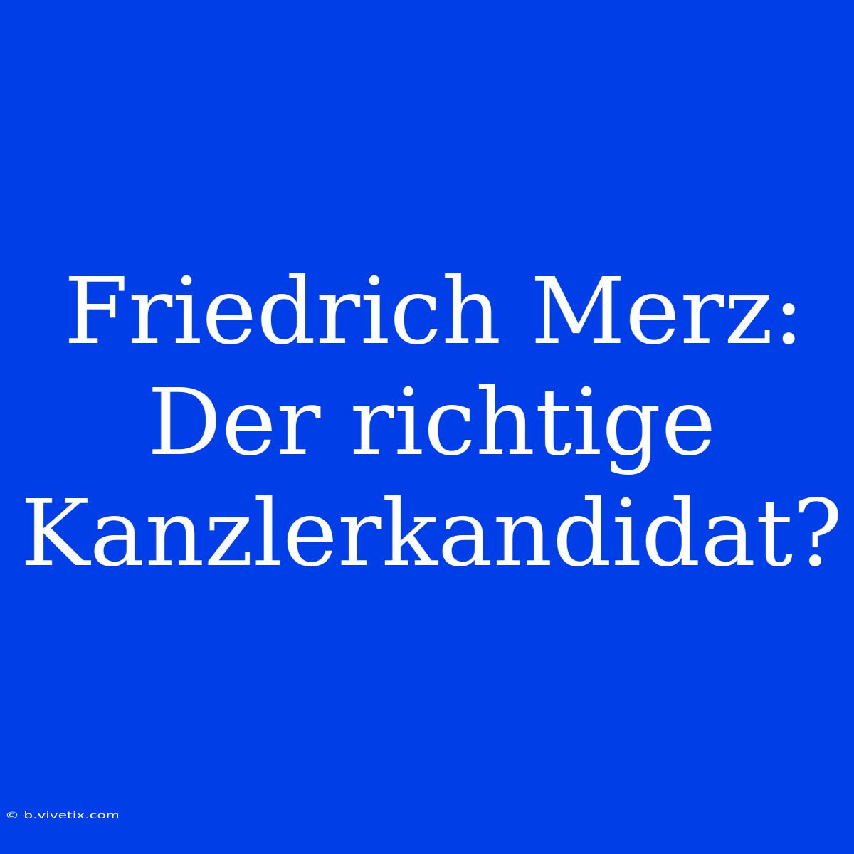 Friedrich Merz: Der Richtige Kanzlerkandidat?