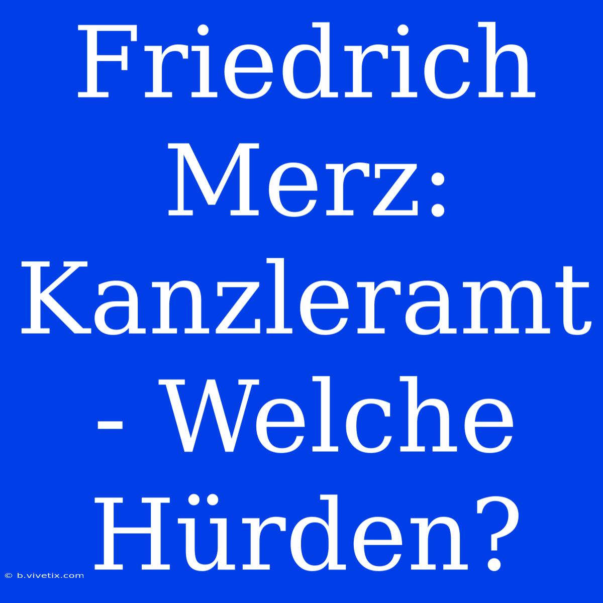 Friedrich Merz: Kanzleramt - Welche Hürden?