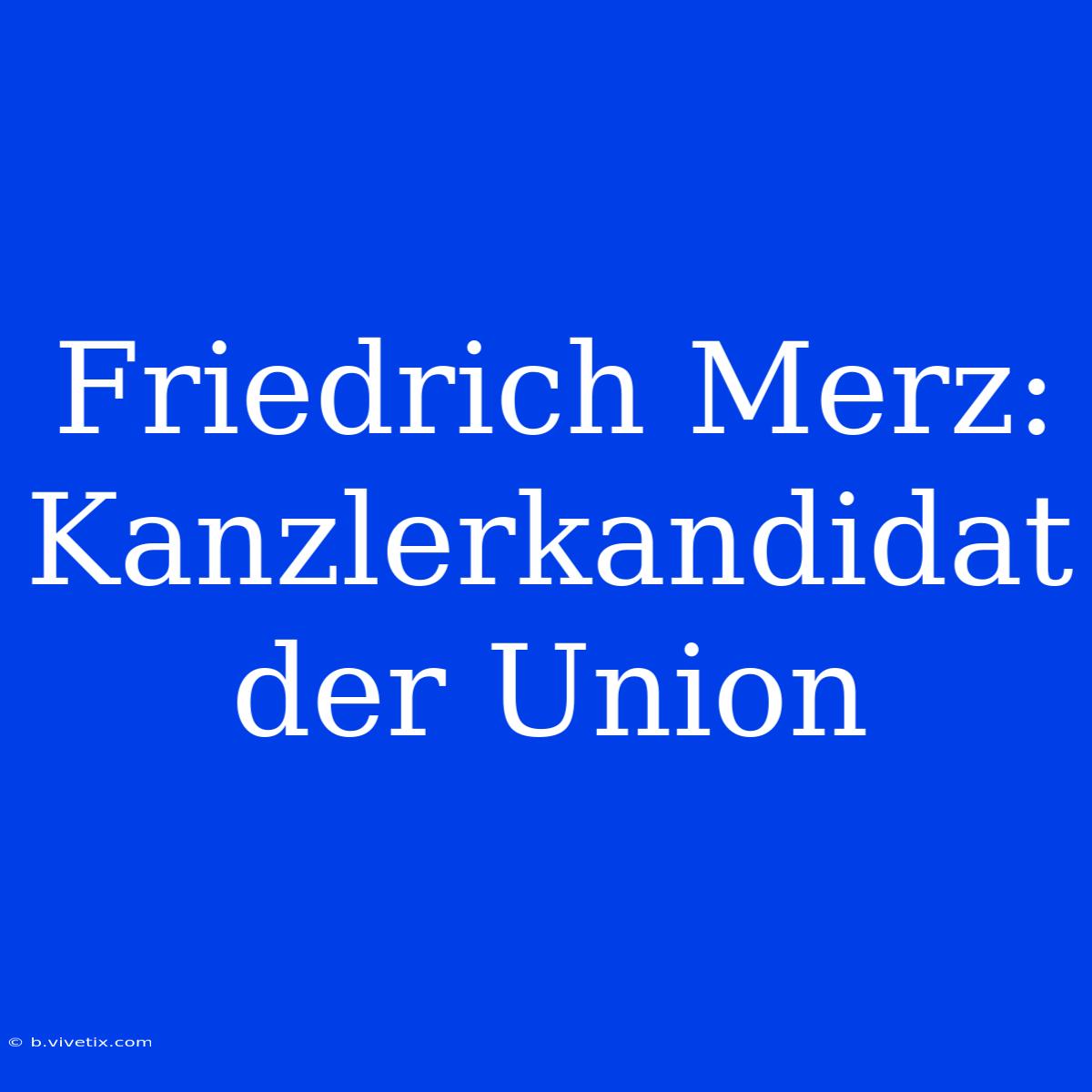 Friedrich Merz: Kanzlerkandidat Der Union