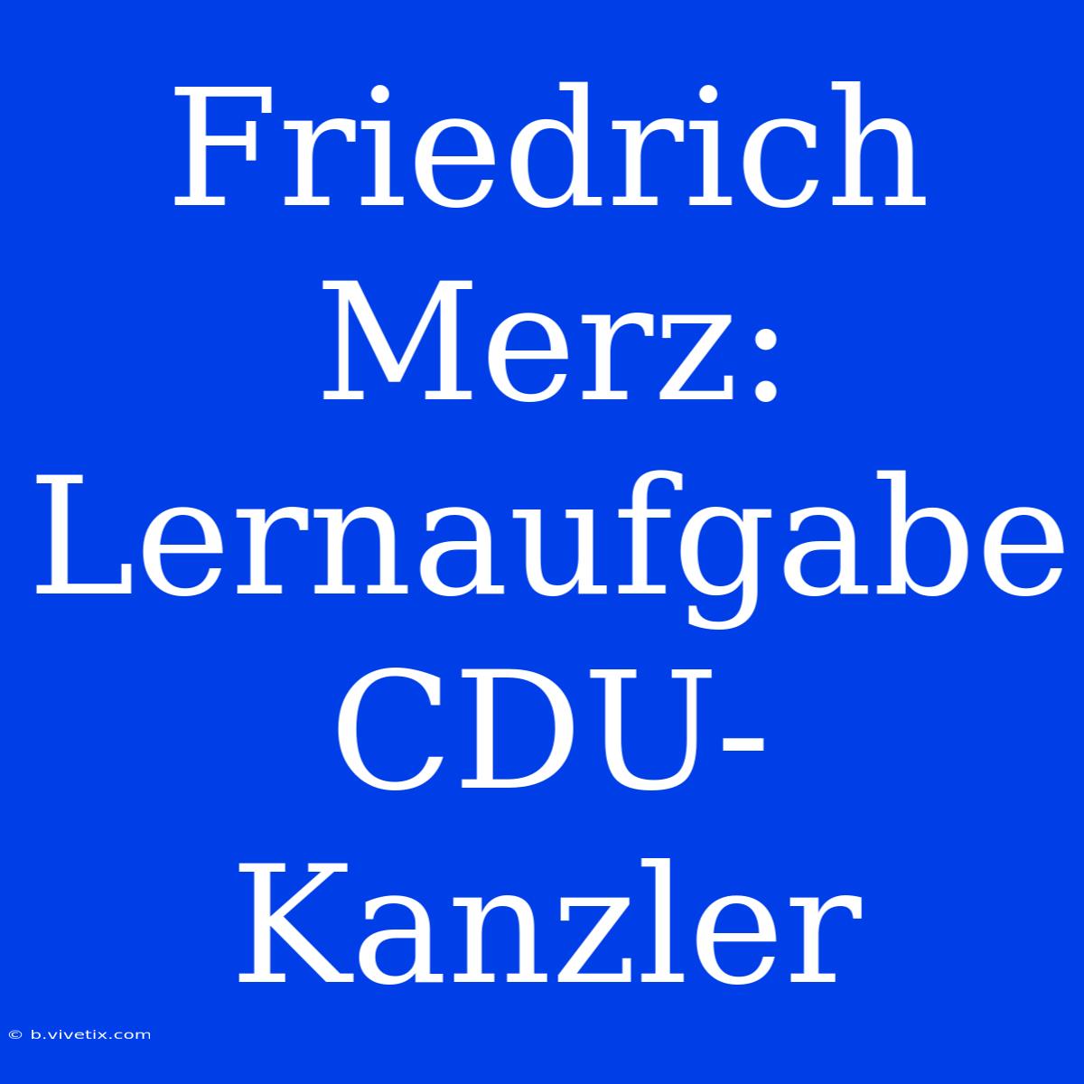 Friedrich Merz: Lernaufgabe CDU-Kanzler