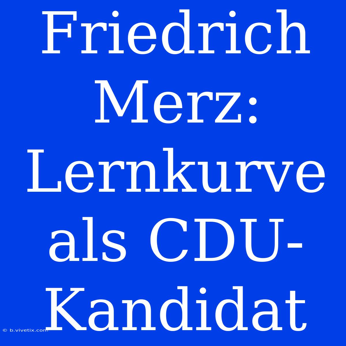 Friedrich Merz: Lernkurve Als CDU-Kandidat