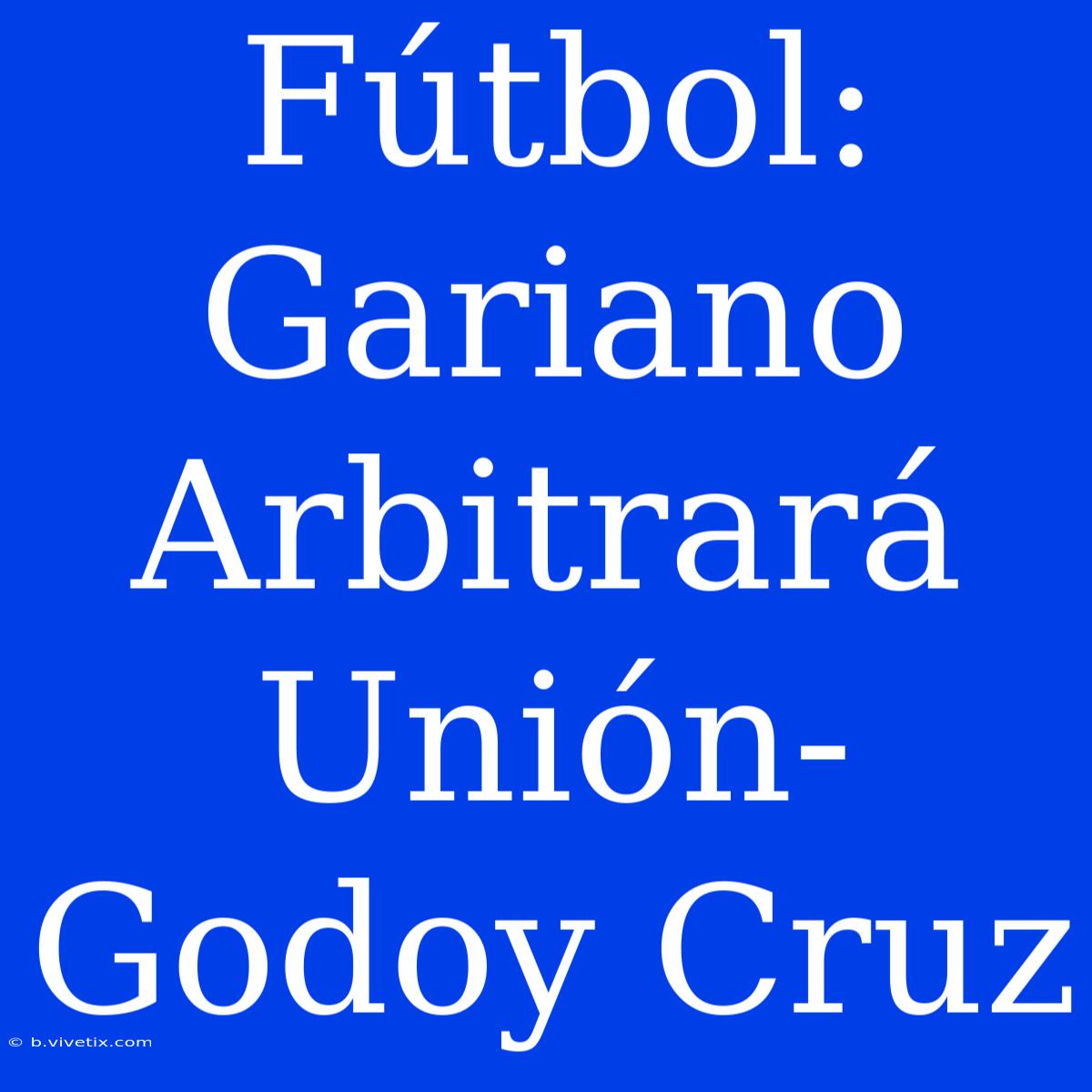 Fútbol: Gariano Arbitrará Unión-Godoy Cruz