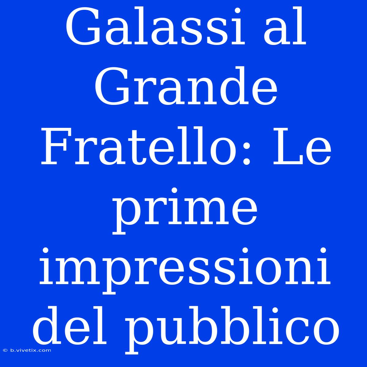 Galassi Al Grande Fratello: Le Prime Impressioni Del Pubblico