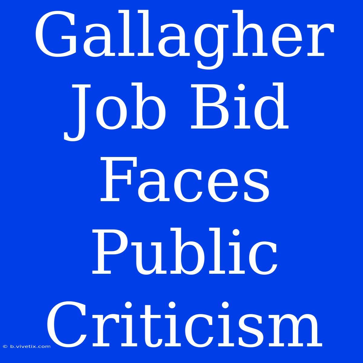 Gallagher Job Bid Faces Public Criticism 