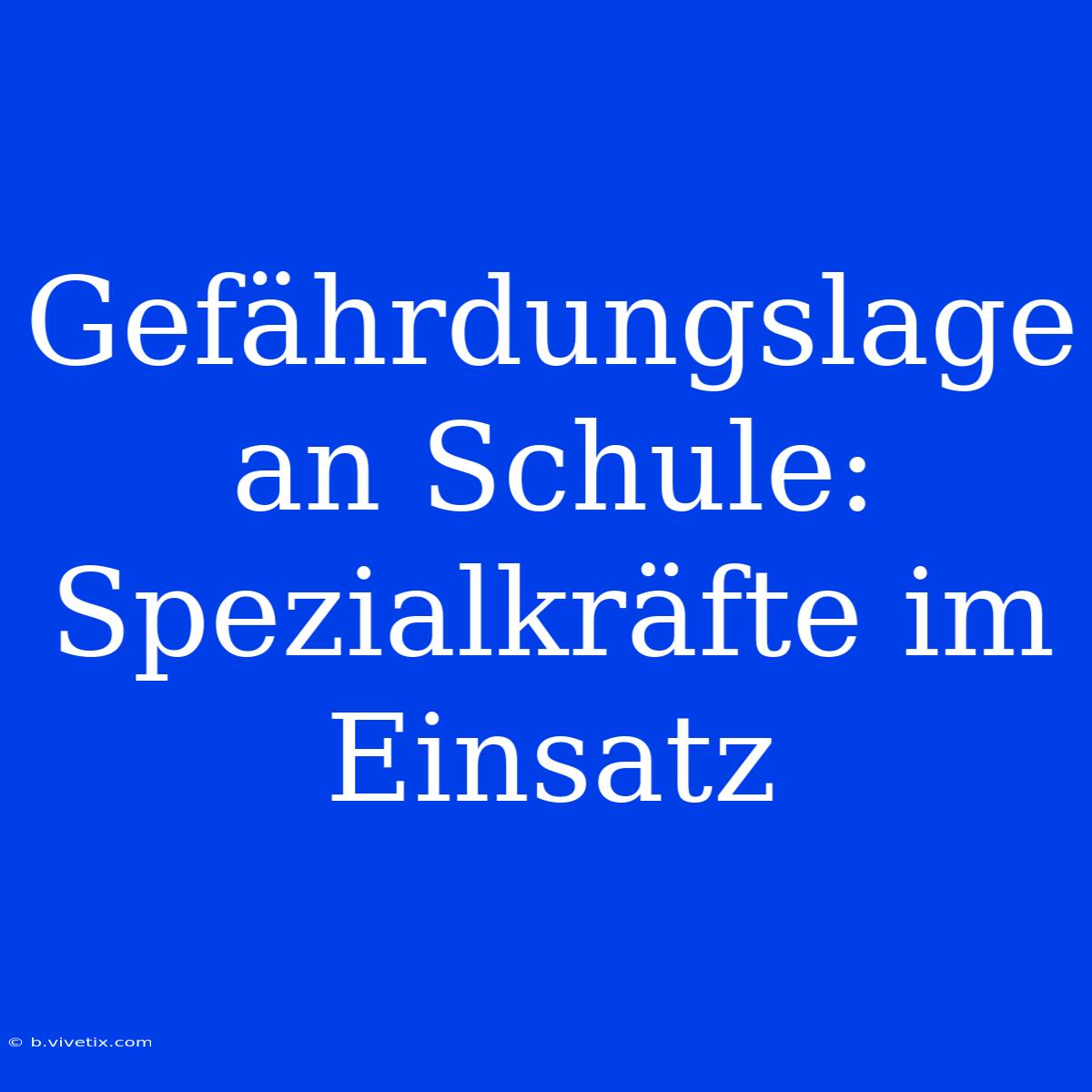 Gefährdungslage An Schule: Spezialkräfte Im Einsatz