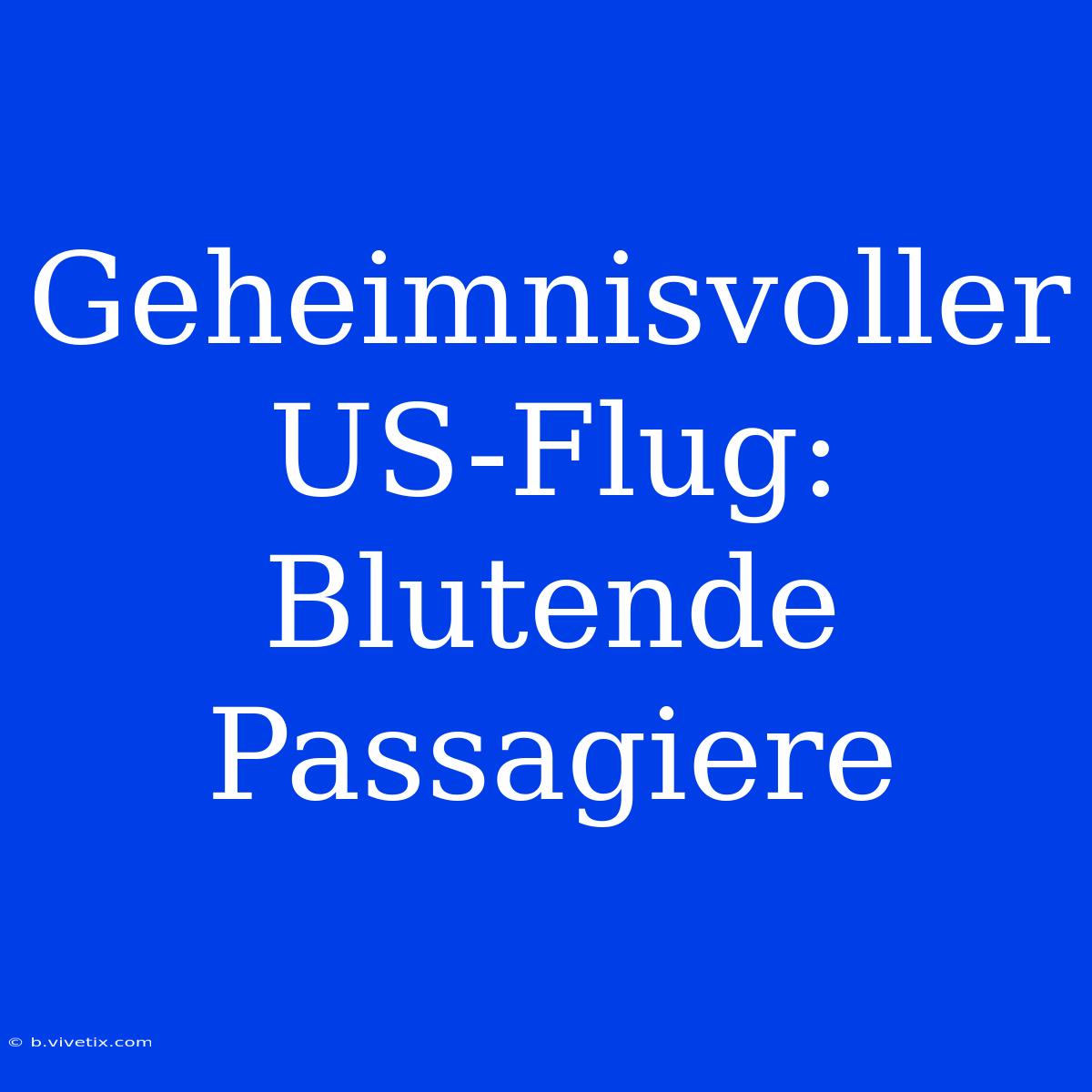 Geheimnisvoller US-Flug: Blutende Passagiere