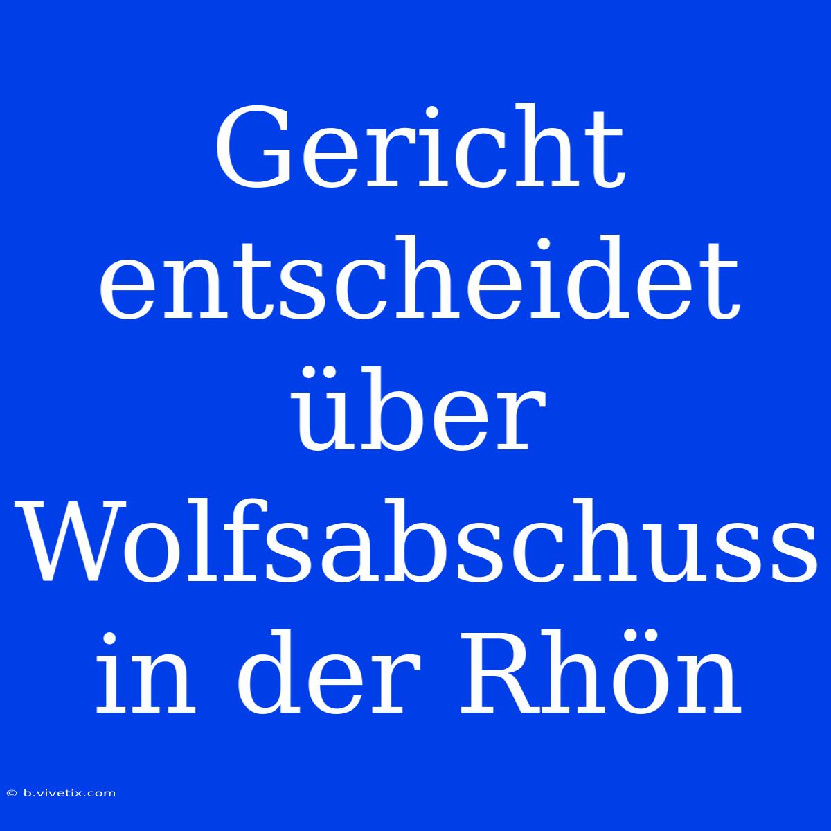 Gericht Entscheidet Über Wolfsabschuss In Der Rhön