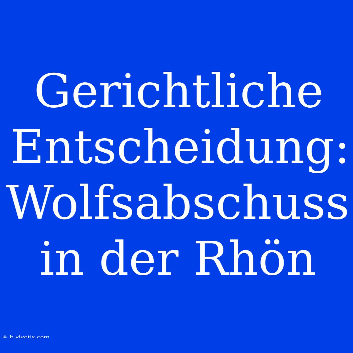 Gerichtliche Entscheidung: Wolfsabschuss In Der Rhön