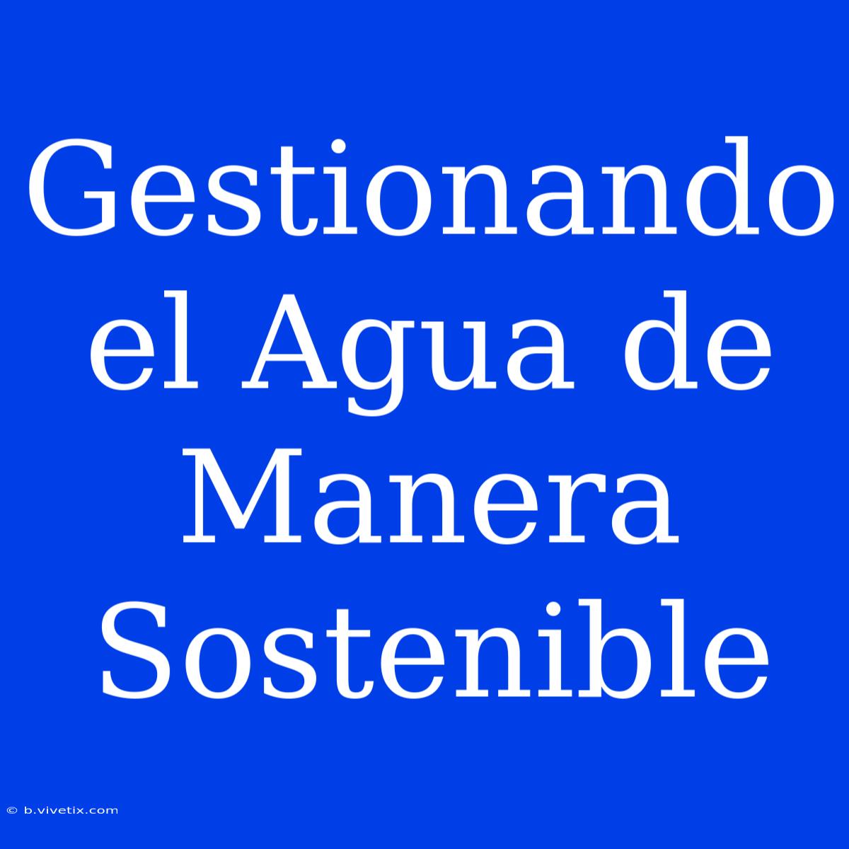 Gestionando El Agua De Manera Sostenible