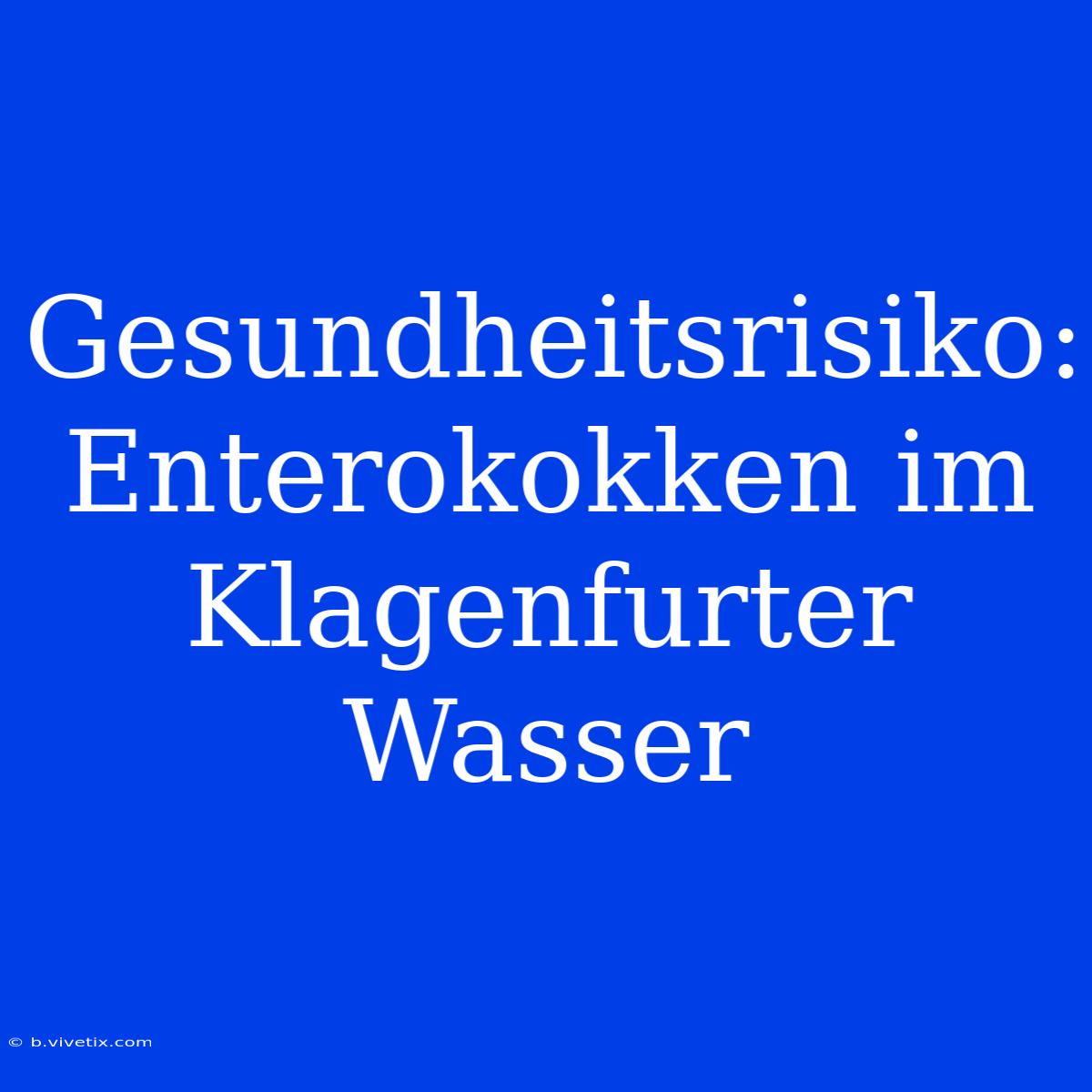 Gesundheitsrisiko: Enterokokken Im Klagenfurter Wasser